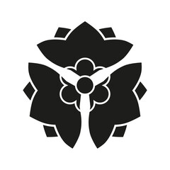 Japanese style flower design. Kamon Symbol of Japan
