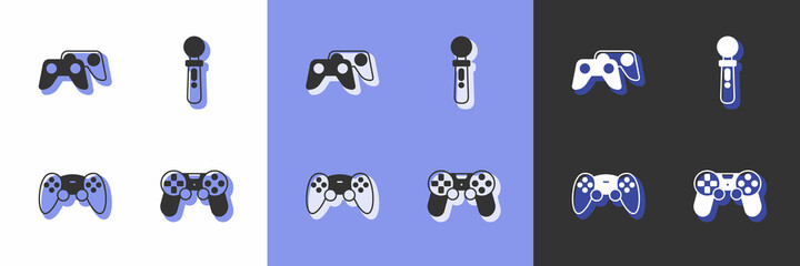 Set Game controller or joystick, and VR game icon. Vector