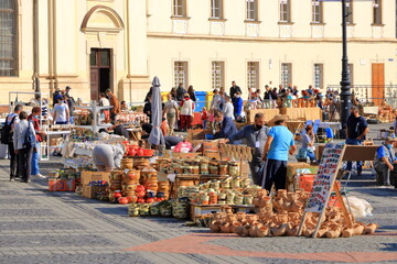 September 5 2021 - Sibiu, Hermannstadt, Romania: Targ Ceramica. Famous yearly organized ceramic...
