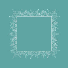 Frame. Square frame made of snowflakes. Perfect for decorating social networks, photos and text. Christmas frame. Vector.