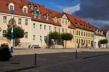 Marktplatz in der Goethestadt Bad Lauchstädt, Saalekreis, Sachsen-Anhalt, Deutschland