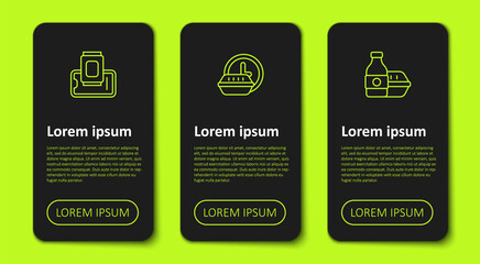 Set line Food ordering on mobile, Round the clock delivery and Online food. Business infographic template. Vector