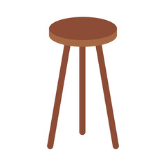 Three legged bar stool icon, wooden stool stock illustration