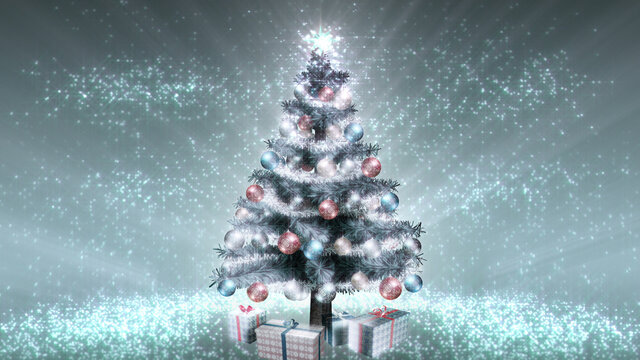 Christmas tree silver 3D illustration. Also available as an animation - search for 197525410 in Videos.