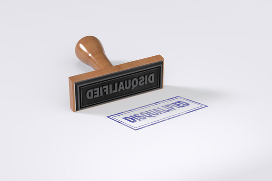 Rubber stamping that says Disqualified on White Background.