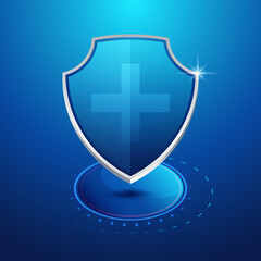 Obraz premium Glass shield realistic vector illustration