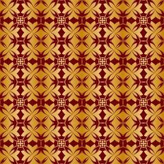 Red gold seamless pattern with regular embellishments..Background like luxury wrapping paper..Design for printing paper as a gold background.