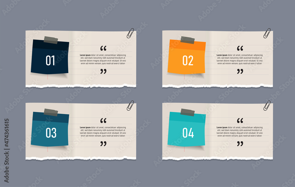 Poster text box design with note papers.
