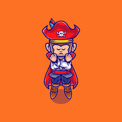cute pirate monkey illustration