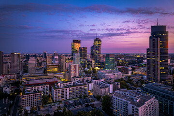 Warszawa - wieczorna Wola © Drone in Warsaw