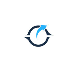 Circle Arrow Up Logo. Arrow Out of Box Icon isolated on Black Background.