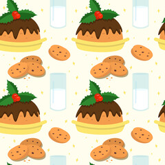 Seamless Christmas background with traditional treats