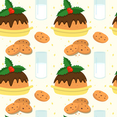 Seamless Christmas background with traditional treats