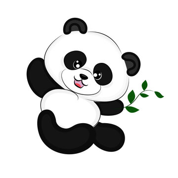 panda cute teddy bear baby pure nature wildlife ecology hand-drawn t-shirt print kids textiles packaging decoration. Vector illustration