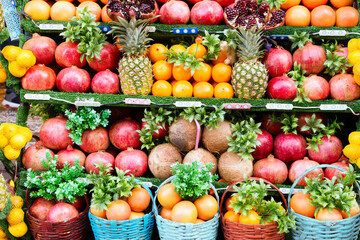 Stand with fresh fruits, Istanbul Turkey