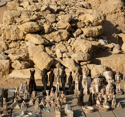Egyptian souvenirs are sold at the market near the pyramids in Giza.