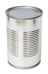 Canned food isolated on white.