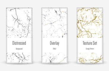 Distress Grunge Texture Set. Scratched Dirt Print.
