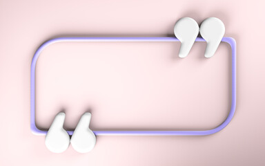 Quote box frame background empty space blogging template 3d render concept for texting