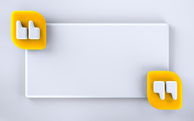Quote box frame background empty space blogging template 3d render concept for texting