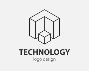 Technology logo line design. Logotype for digital company.