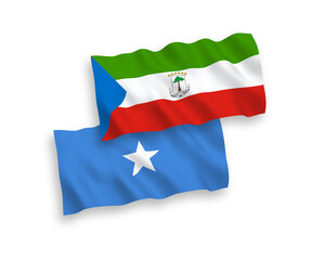 Flags of Republic of Equatorial Guinea and Somalia on a white background