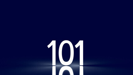 The 101 number glow in the dark for business concept 3d rendering