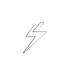 Abstract lightning icon, emblem or logo design, small tattoo, silhouette one single line on a white background, isolated vector illustration.