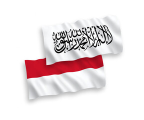 Flags of Indonesia and Taliban on a white background