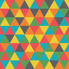 Vector abstract colorful triangles pattern, retro triangle pattern
