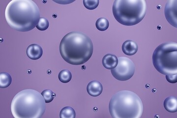 3d render of flying violet Christmas spheres on purple background for a magical Christmas project toned