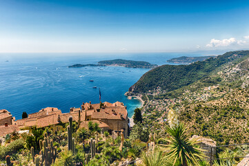 Fototapeta na wymiar View over the coastline of the French Riviera, Eze, France