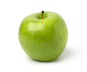 fresh green apple fruit isolated on white background, with clipping path, single.