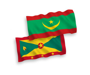 Flags of Grenada and Islamic Republic of Mauritania on a white background
