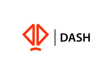 dash logo that resembles eyes and mouth combined with orange color