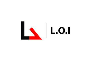 L.O.I Logo black and red color combination