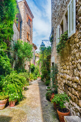 Walking in the picturesque streets of Saint-Paul-de-Vence, Cote d'Azur, France