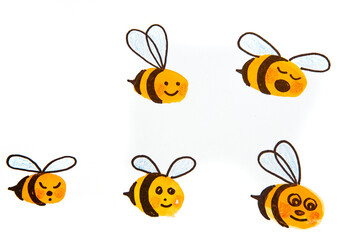 Cartoon bees - watercolors picture of  bees