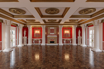 Fototapeta na wymiar 3d render of the interior of the hall in a classic style