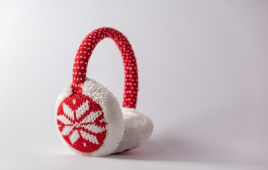 Red ear warmers. New Year's concept