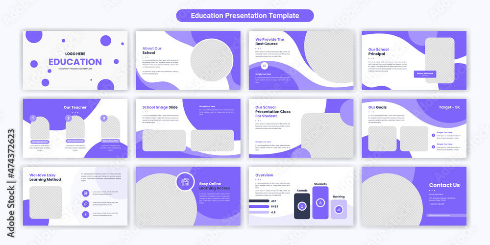 Canvas Prints education powerpoint presentation slides template design. use for modern keynote presentation backgr
