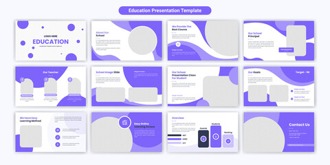 Education PowerPoint presentation slides template design. Use for modern keynote presentation background, brochure design, website slider, landing page, annual report, - obrazy, fototapety, plakaty