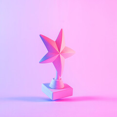 Studio close-up of an award with a 3d star shape with shadow