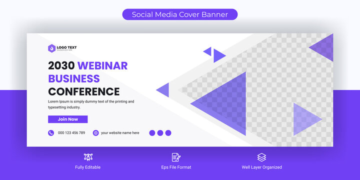 Webinar Business Conference Social Media Post Facebook Cover Banner Template