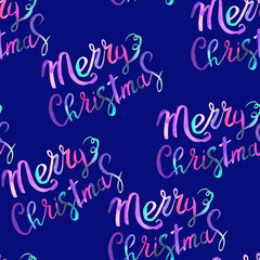 The Christmas pattern. Seamless pattern of watercolor inscription 