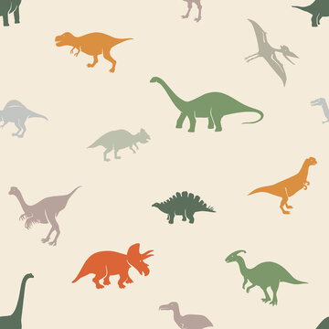 Seamless pattern with dinosaurs silhouettes.
