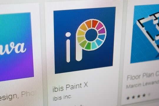 Ivanovsk, Russia - November 28, 2021: ibis Paint X app on the display of a tablet PC.