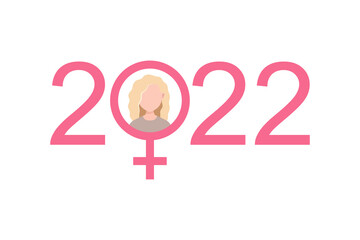 2022 pink numbers on white background vector