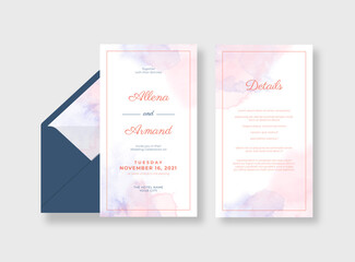 Beautiful watercolor wedding card template