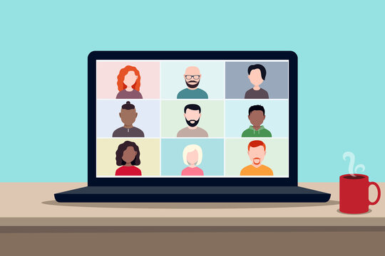 Business communication. Team meeting, remote work. Video conference.